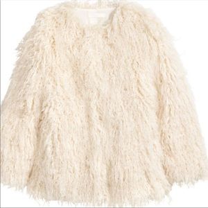 NWOT cream faux fur H&M coat